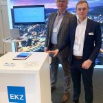 Mr. Albert Seubers, Director Martel Innovate BV with Mr. Joel Meier, EKZ, at EKZ booth